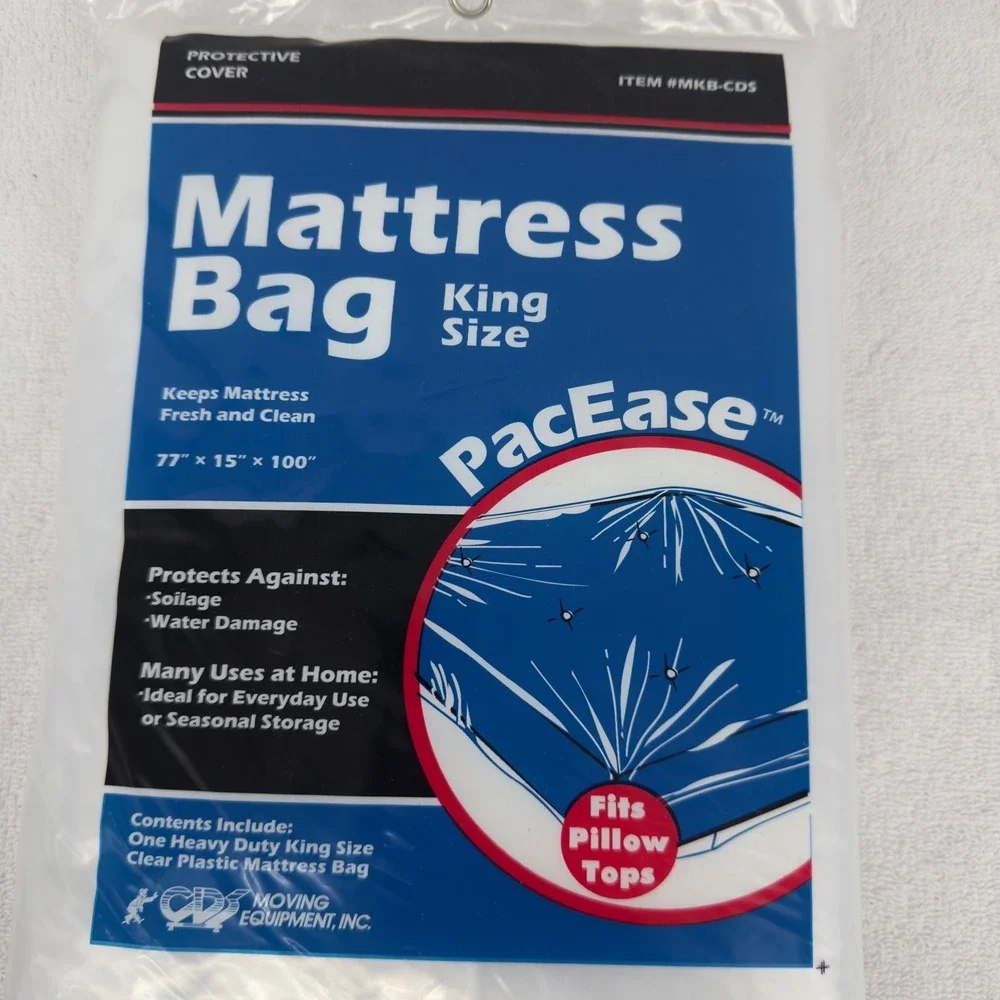 PacEase King Size Mattress Bag Heavy Duty Clear Plastic Cover 77x15x100 MKB-CDS
